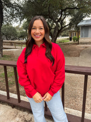 Polo Collared Oversized Top - Red