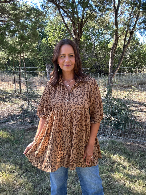 Leopard Tiered Top