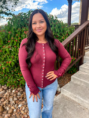 Red Wine Ribbed Top
