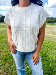 Cable Knit Sweater Vest - Cream