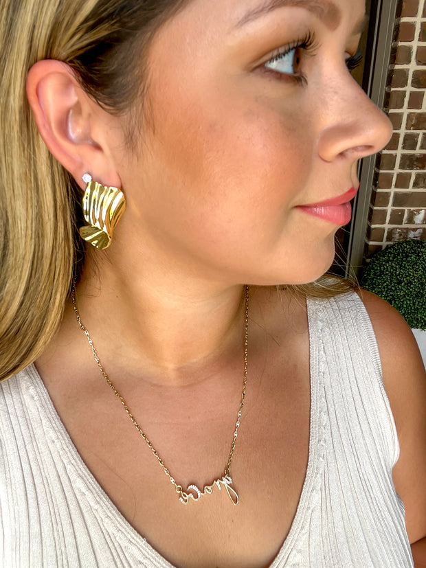 Wavy Luxe Leaf Earrings - Treasure Jewels