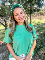 Step Into Spring Ribbed Top - Kelly Green