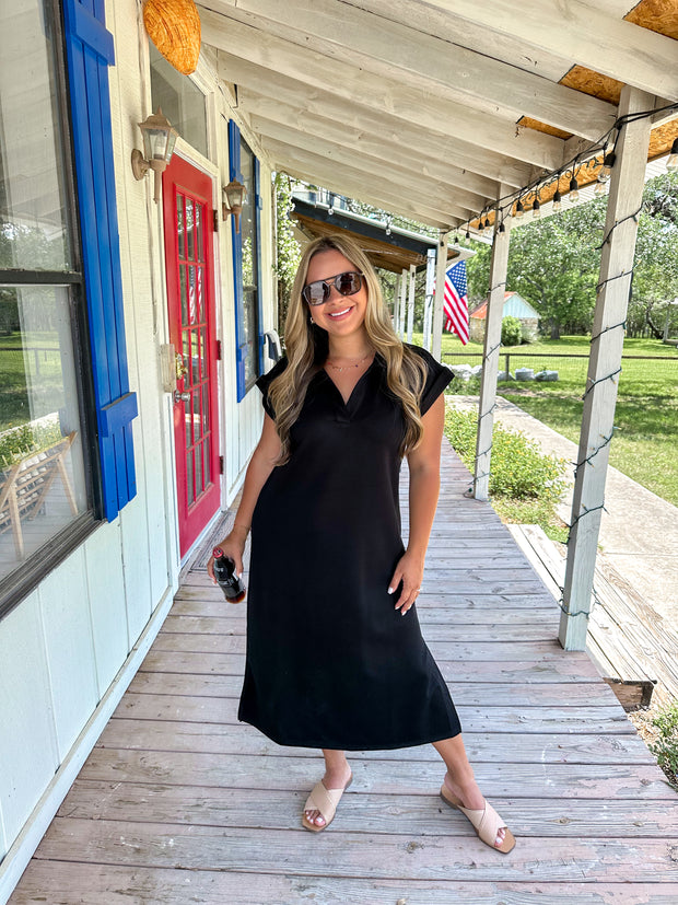 Solid Luxeknit Maxi Dress - Black