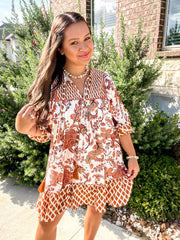 Summer's End Printed Dress - Rust