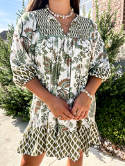 Summer's End Printed Dress - Sage