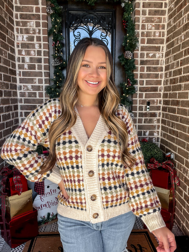 Cream Multicolor Cardigan