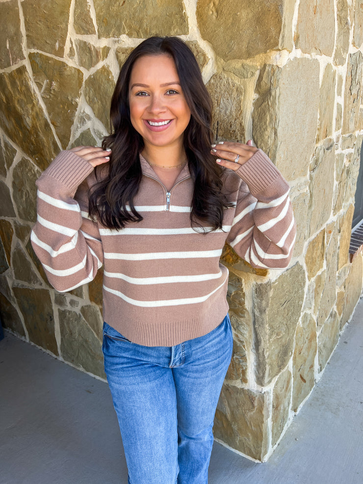 Coffee Shop Cutie Striped Pullover Top