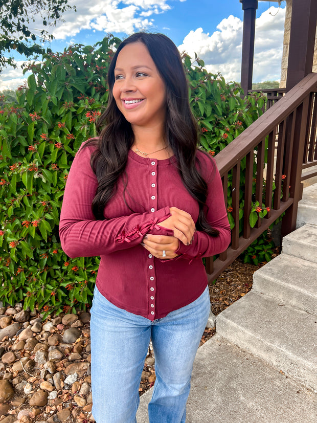 Red Wine Ribbed Top