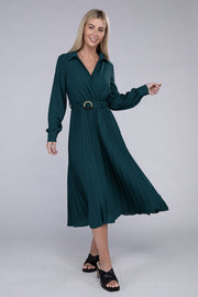 Pleated Maxi Dress with belt