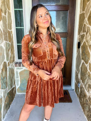 Velvet Mini Dress - Copper