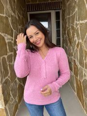 Ruffle Trims Pink Sweater