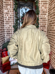 Olive Suede Moto Jacket