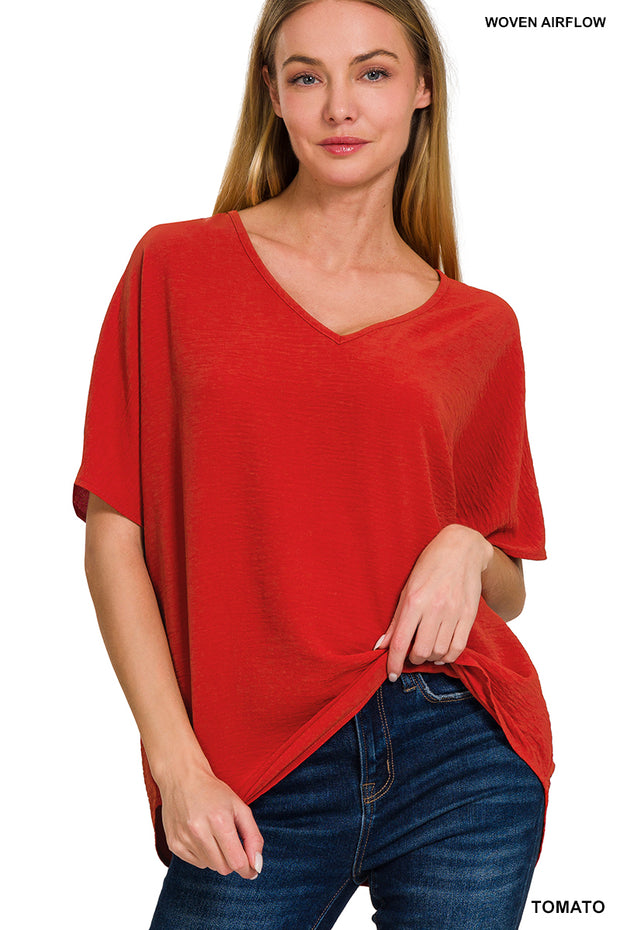 V-Neck Airflow Top - Red