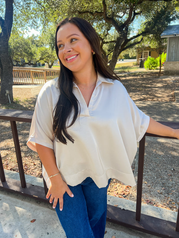 Sweet Satin Top - Cream