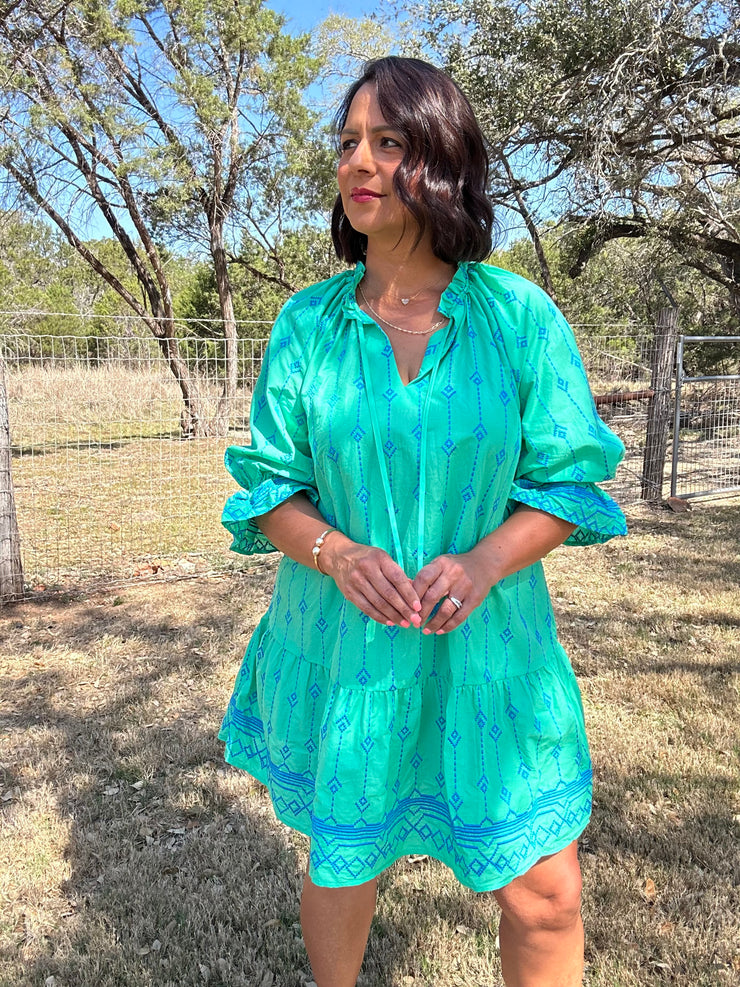Spring Skies Embroidered Dress