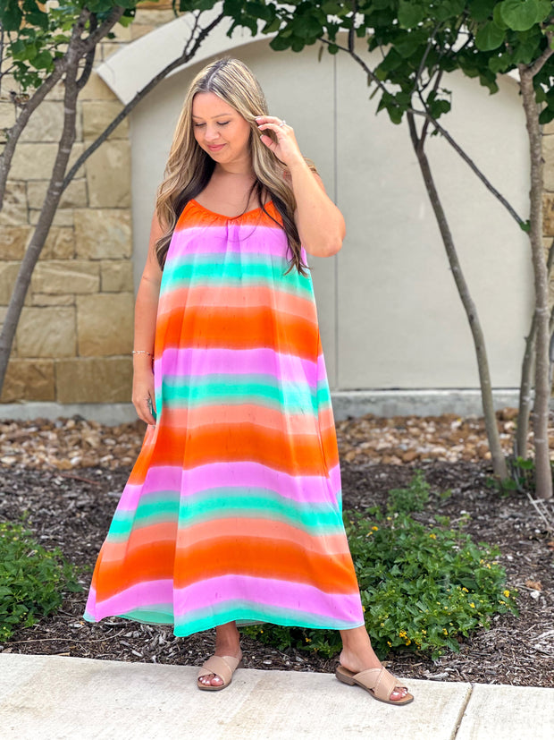 Sunset Watercolor Midi Dress