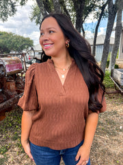 Totally Textured Top - Chestnut