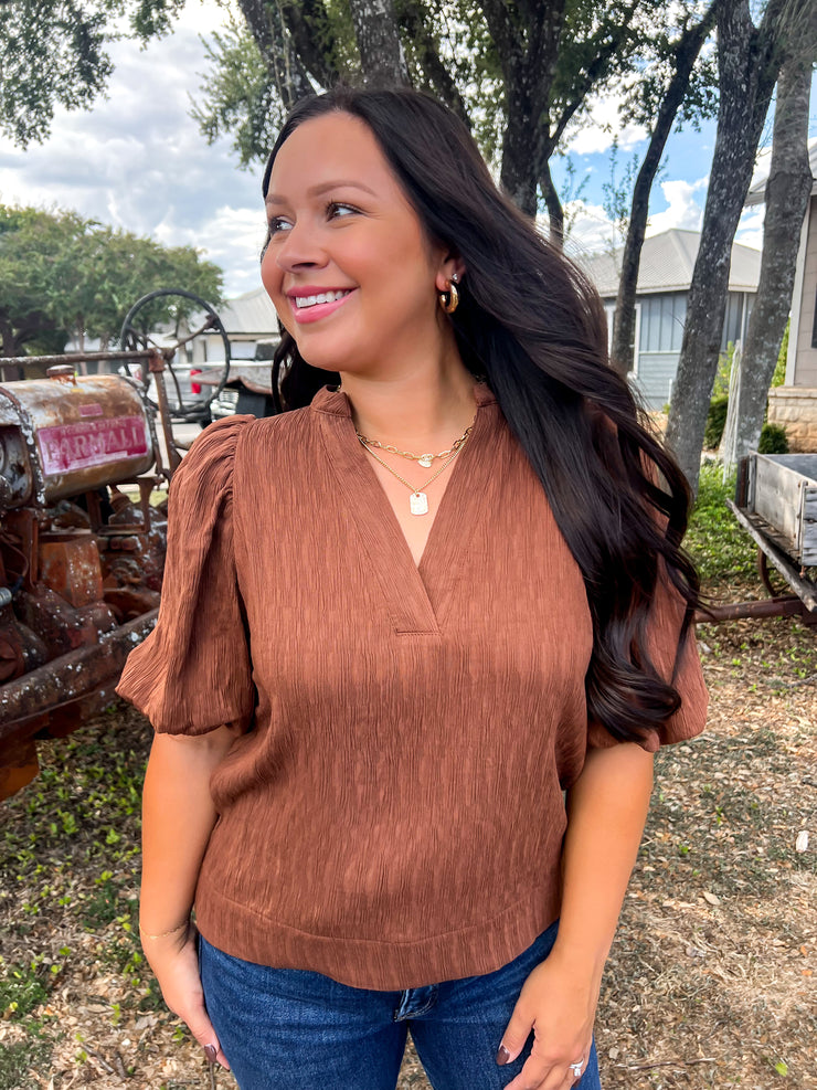 Totally Textured Top - Chestnut