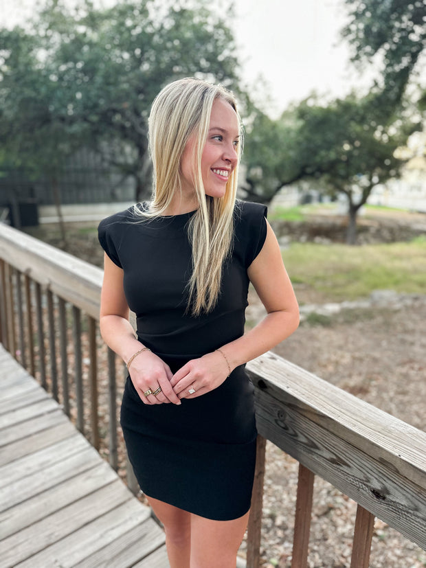 Ruched Mini Dress - Black