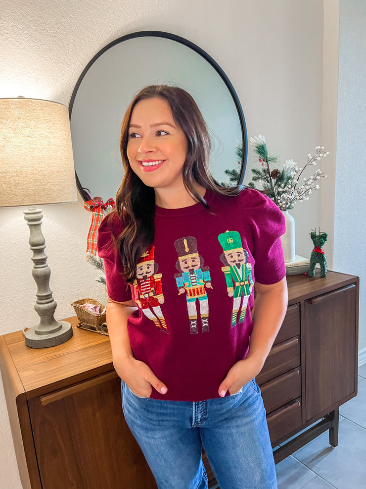 Sparkly Nutcracker Sweater Knit Top