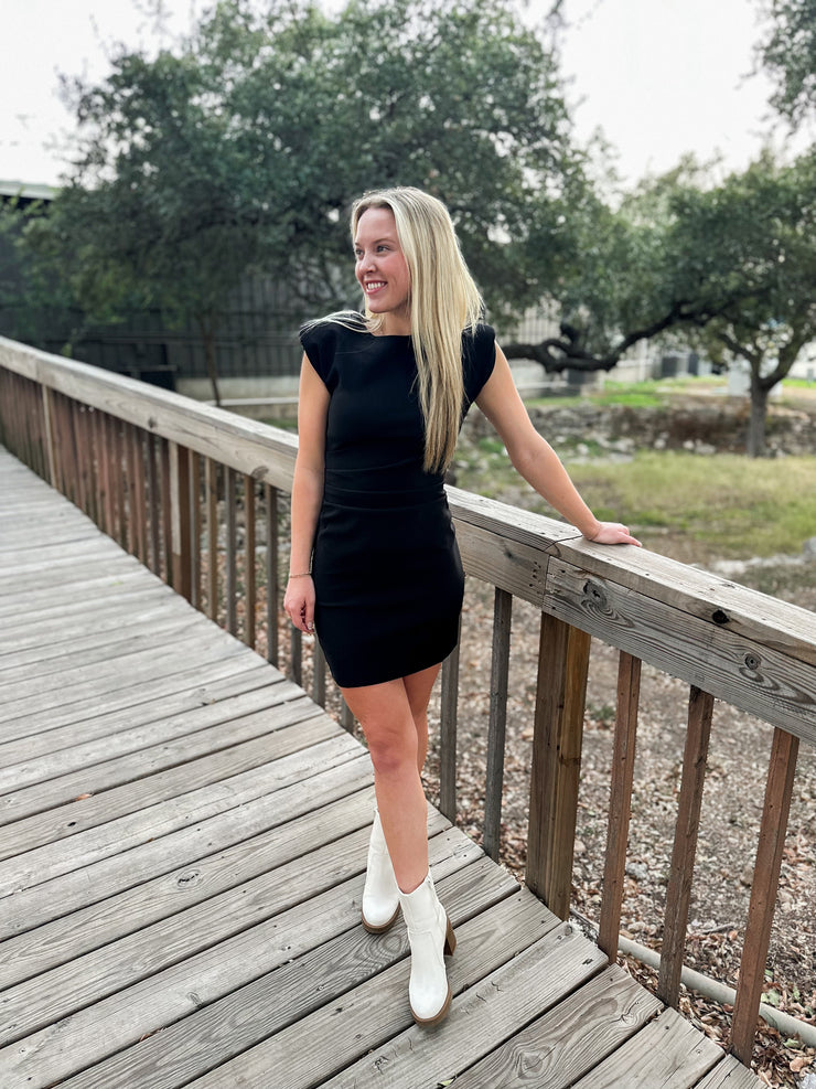 Ruched Mini Dress - Black
