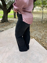 Reese Wide Leg Risen Jeans - Black