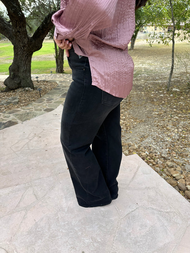 Reese Wide Leg Risen Jeans - Black