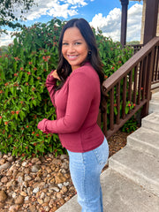 Red Wine Ribbed Top