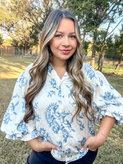 The Southern Winter Paisley Top - Blue