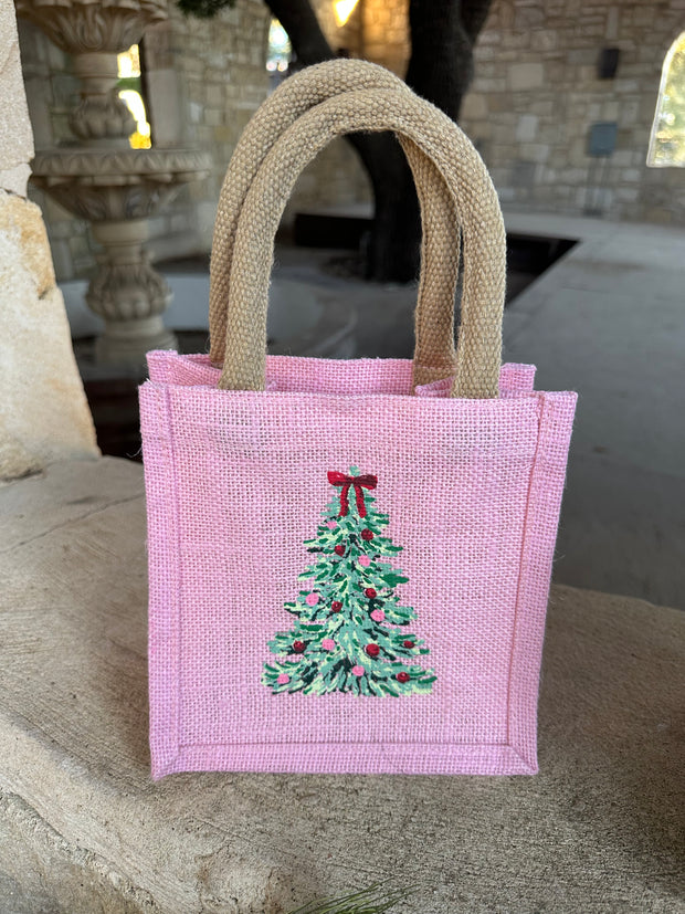 A Pink Christmas Petite Jute Gift Bag
