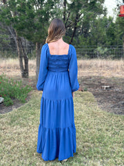 Smocked Tier Maxi Dress - Blue