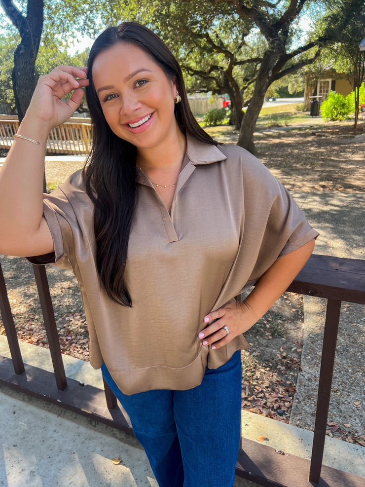 Sweet Satin Top - Mocha