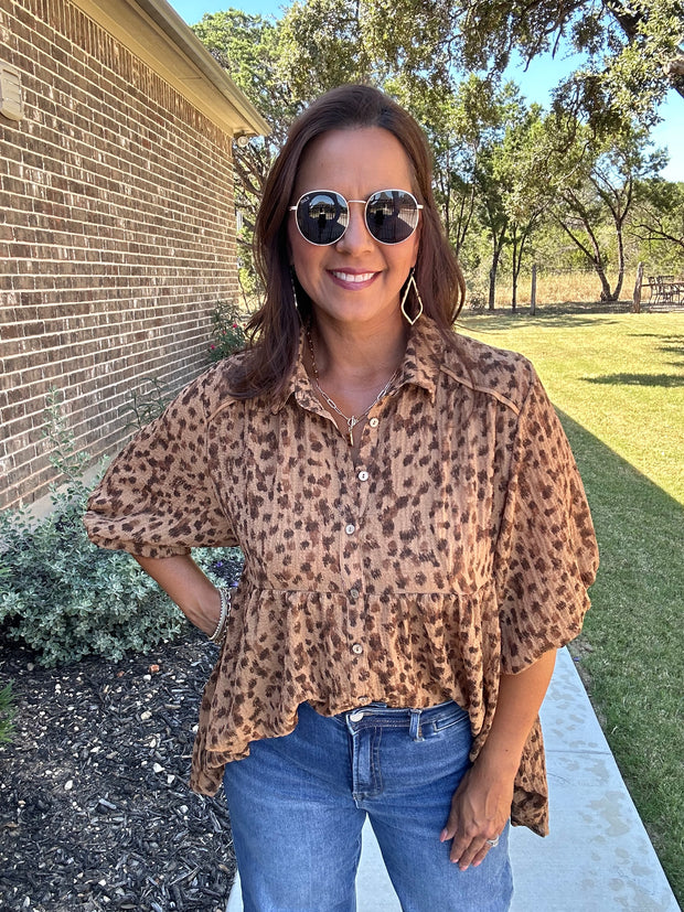 Leopard Tiered Top