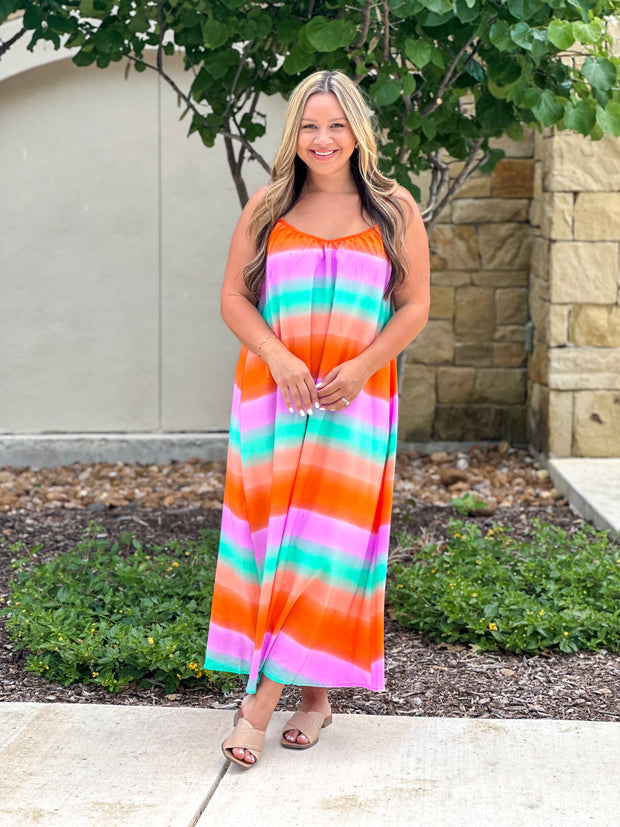Sunset Watercolor Midi Dress