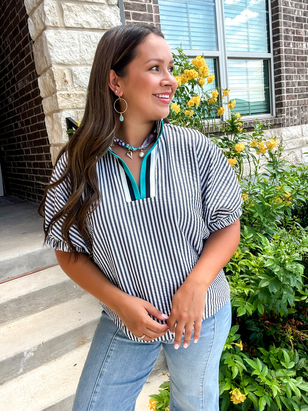 Lauren Striped Top - Black