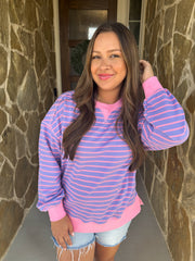Easy Going Striped Pullover Top - Lavender