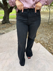 Reese Wide Leg Risen Jeans - Black