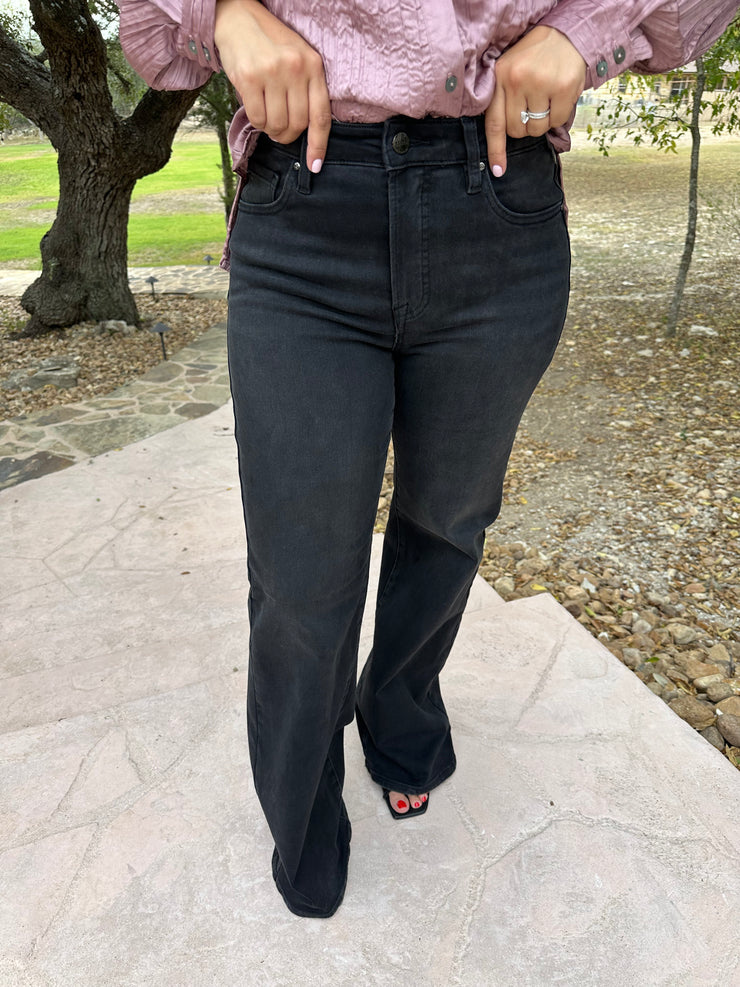 Reese Wide Leg Risen Jeans - Black