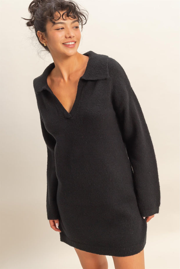 Effortless Ease Sweater Dress - Black