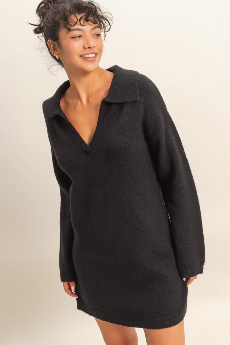 Effortless Ease Sweater Dress - Black