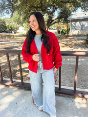 Side Leopard Accent Wide Leg Pants