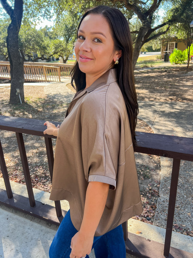 Sweet Satin Top - Mocha