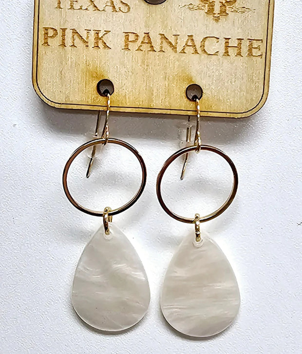 Pink Panache White Teardrop Earrings