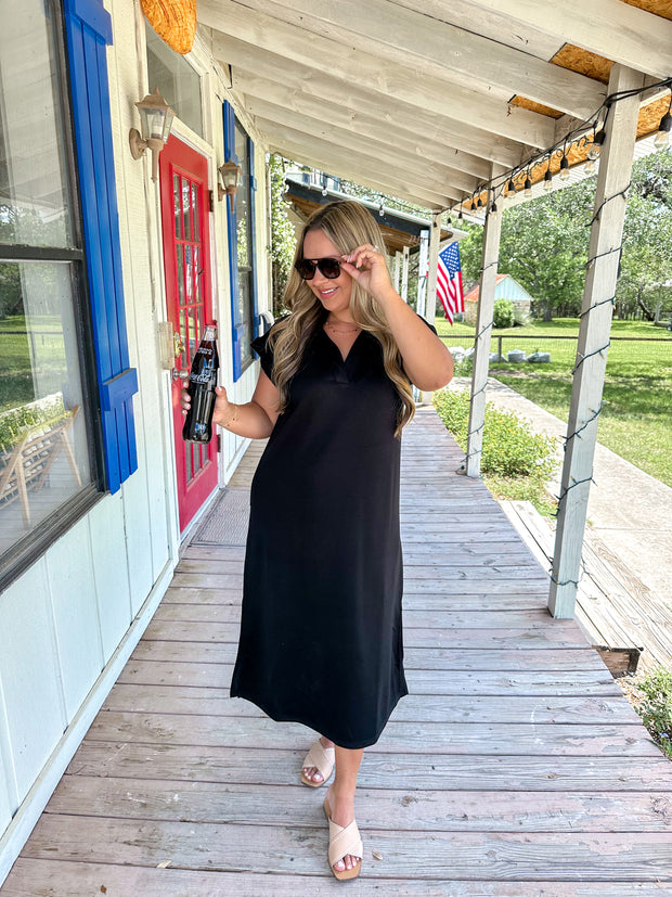 Solid Luxeknit Maxi Dress - Black