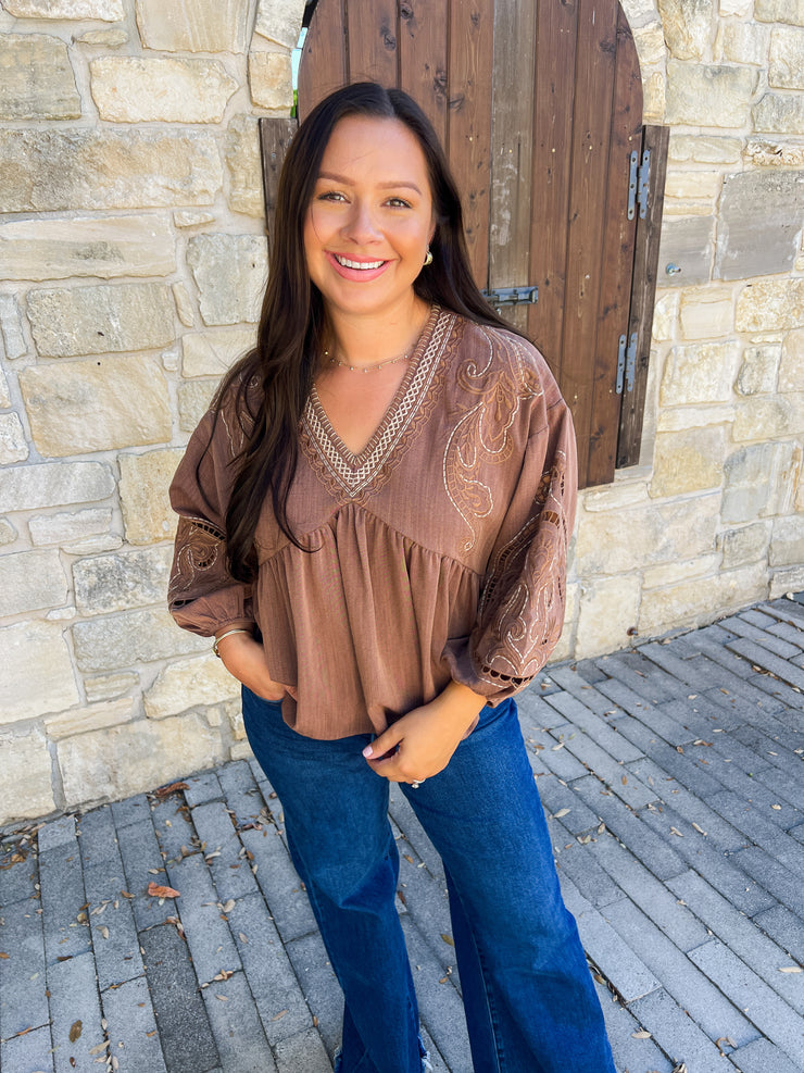 Effortless Boho Inspired Top - Brown