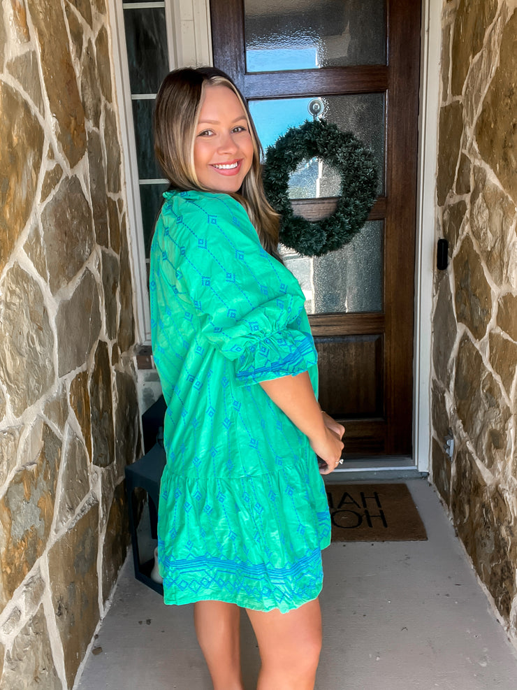 Spring Skies Embroidered Dress