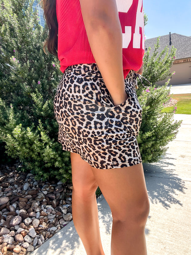 Game Time Girl Skort - Leopard