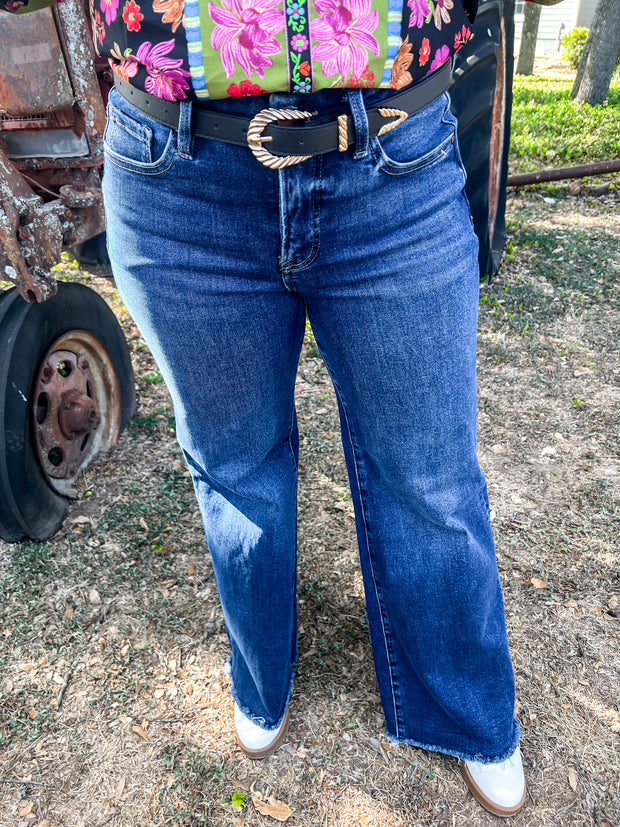 Radiant Risen Mid Rise Wide Leg Jeans
