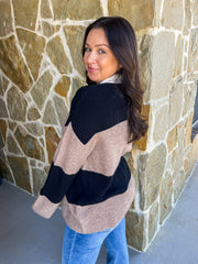 Wide Striped Contrast Sweater Knit Top