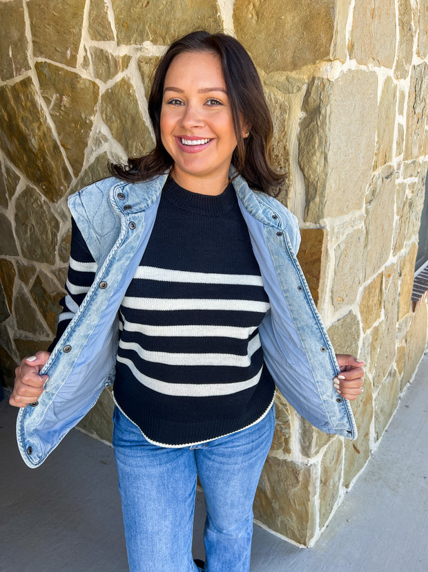 Washed Denim Quilted Vest